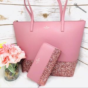 #bagsavenue Glitter Kate spade penny Greta court tote wallet FAST SHIPPING